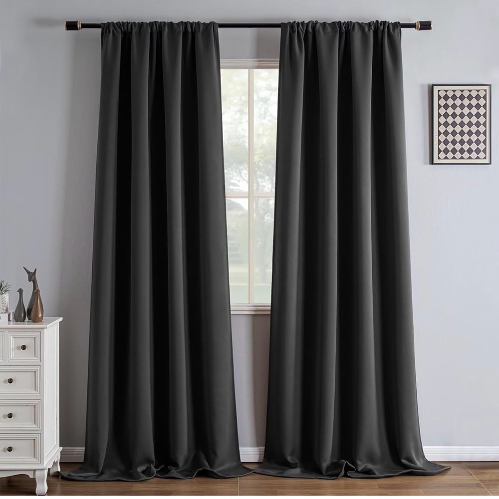 Elegant Blackout Curtains - 6 panels dark gray 96”x30”